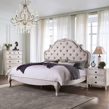 Esther Antique White Queen Bed Model FOA7929Q-BED by Furniture of America