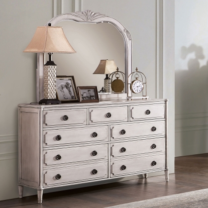Esther Antique White Dresser with Support Rail Model FOA7929D by Furniture of America