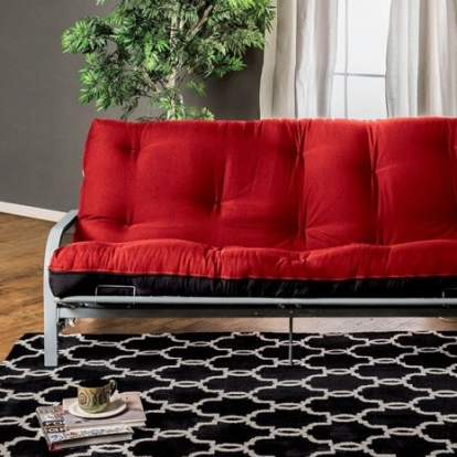 Furniture of America Plosh Contemporary Cotton Polyester Red-Black 8" Black Futon Mattress with Spring Model FP-2415BR