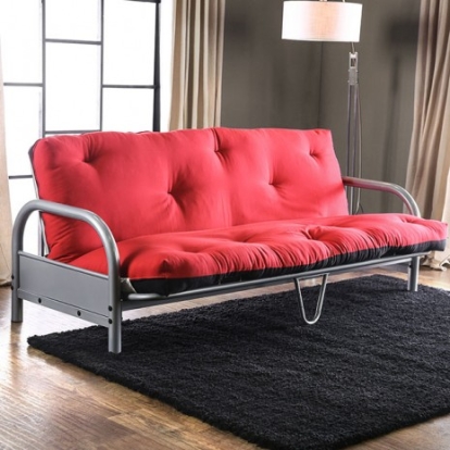 Furniture Of America Aksel Contemporary Cotton, Polyester Black/Red Futon Mattress | FP-2417BR