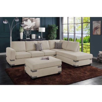 Poundex 3-Piece Sectional Set With Ottoman Model F8805