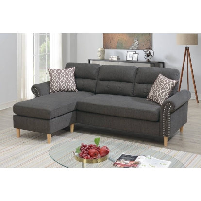 Poundex Reversible Sectional Set With 2 Accent Pillows Model F6447