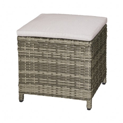 Furniture of America Antigua Contemporary Aluminum Faux Wicker Gun Metal-Brown-Gray Ottoman (2-Ctn) Model GM-1006-2PK