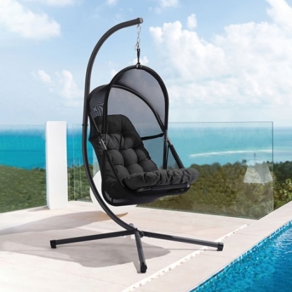 Furniture Of America Breeze Modern Polyester, Steel Black Swing Chair | GM-1010BK