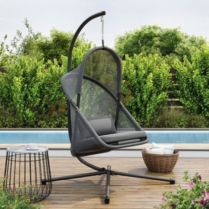 Furniture Of America Crush Modern Polyester, Steel Dark Gray Swing Chair | GM-1011DG