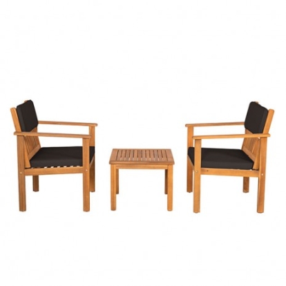 Furniture of America Noto Rustic Acacia with Wood Polyester Natural-Black 3 Pc. Patio Set Model GM-1018-3PK-CHAIR