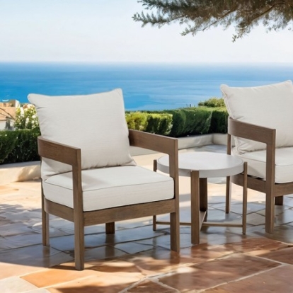 Furniture Of America Lotus Contemporary Aluminum, Ceramic, Fabric Natural Tone/Beige 3-Pc Patio Set | GM-1024NT-3PK-CHAIR