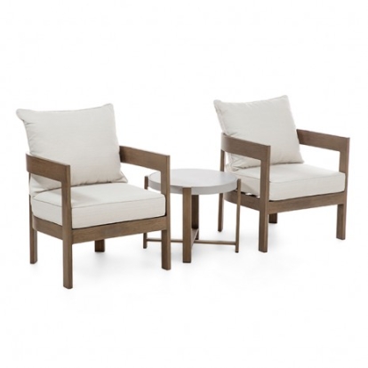 Furniture of America Lotus Contemporary Aluminum Ceramic Fabric Natural Tone-Beige 3-Pc Patio Set Model GM-1024NT-3PK