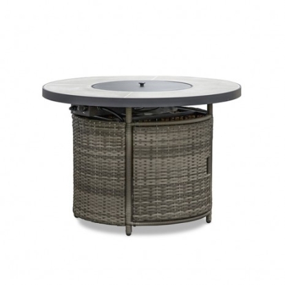 Furniture of America Barbuda Contemporary Polyrattan Polyspun Fabric Steel Gray Fire Pit Table Model GM-1045