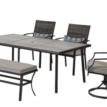 Furniture of America Sintra Contemporary Ceramic Steel Black-Gray Patio Dining Table Model GM-2008
