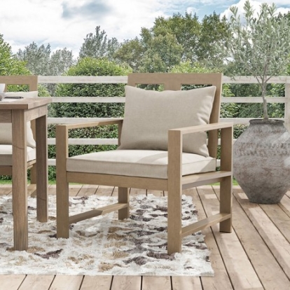 Furniture of America Bordeaux Contemporary Aluminum Polyspun Fabric Stainless Steel Natural-Beige Arm Chair (2-Ctn) Model GM-2019-2PK