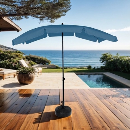Furniture Of America Sleek Modern Polyester, Steel Light Sapphire Rectangular Tilting Umbrella | GM-3001LS