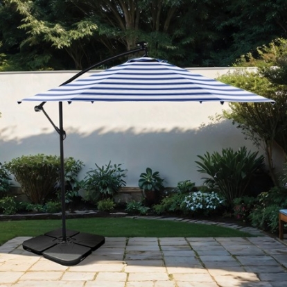 Furniture Of America Glam Contemporary Fabric, Metal Blue/White/Black Cantilever Umbrella | GM-3003BL
