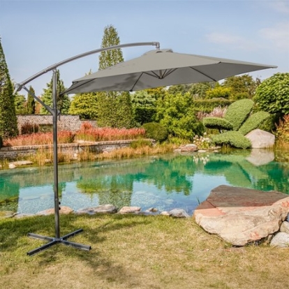 Furniture Of America Glam Modern Polyester, Steel Graphite Cantilever Umbrella W/ Led | GM-3003GR