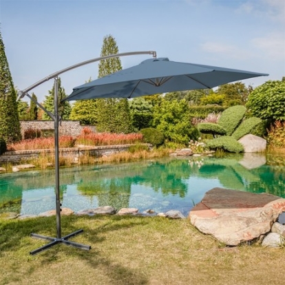 Furniture Of America Glam Modern Polyester, Steel Light Sapphire Cantilever Umbrella W/ Led | GM-3003LS