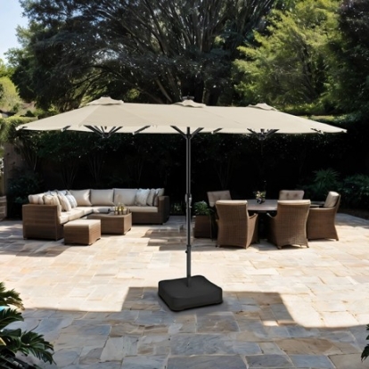 Furniture Of America Musa Contemporary Fabric, Metal Canvas Stone Rectangular Market Umbrella | GM-3007CS