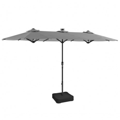 Furniture of America Musa Contemporary Fabric Metal Gray Rectangular Market Umbrella Model GM-3007GR