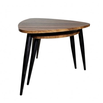 Furniture of America Cove Contemporary Metal Solid with Wood Natural-Black Nesting Tables (2-Ctn) Model GM-5014-2PK