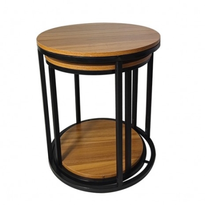 Furniture of America Mollie Contemporary Metal Solid with Wood Natural-Black Nesting Tables (2-Ctn) Model GM-5015-2PK