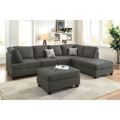 Poundex 2-Piece Sectional Set With 2 Accent Pillows Model F6988