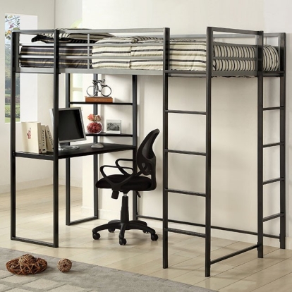 Furniture of America Sherman Contemporary Metal Silver-Gun Metal Bunk Bed Model CM-BK1098
