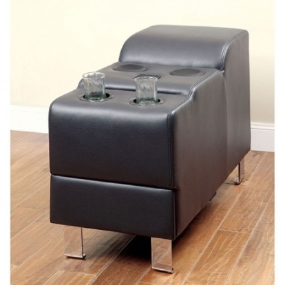 Furniture Of America Kemina Contemporary Bonded Leather Match Black Speaker Console | CM6833BK-CS