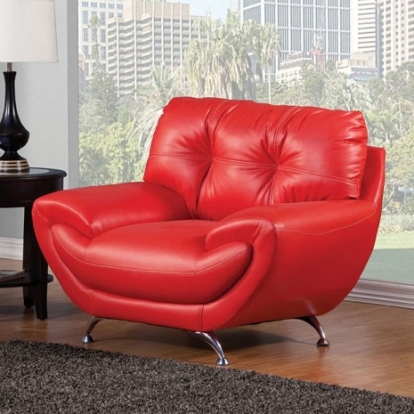 Furniture Of America Volos Contemporary Leatherette Red Chair | SM6082-CH