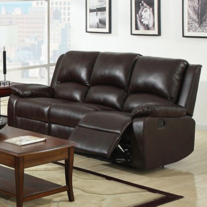 Furniture of America Oxford Transitional Leatherette Solid with Wood Dark Brown Sofa Model CM6555-S