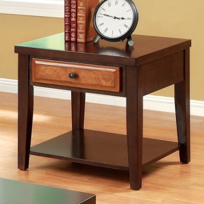 Furniture of America Seneca Transitional Dark Oak-Dark Cherry Dark Oak-Dark Cherry End Table Model CM4052E