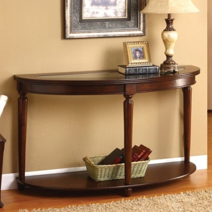 Furniture of America Granvia Transitional Tempered Glass Solid with Wood Veneer Dark Cherry Sofa Table Model CM4131S
