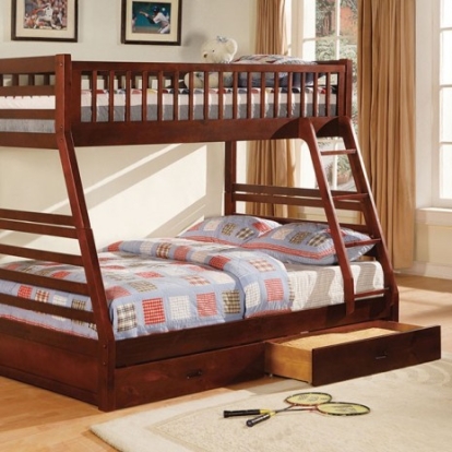 Furniture Of America California Transitional Solid Wood, Wood Veneer, Others Cherry Bunk Bed | CM-BK601CH-BED
