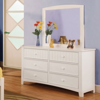 Furniture Of America Omnus Transitional Solid Wood, Wood Veneer, Others White Dresser | CM7905WH-D
