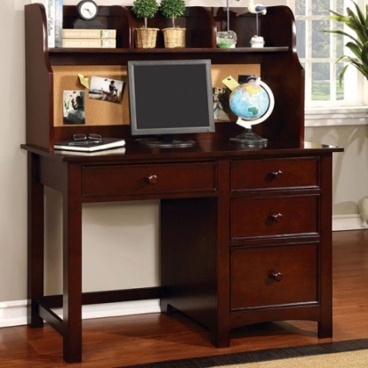 Furniture Of America Omnus Transitional Solid Wood, Wood Veneer, Others Cherry Desk | CM7905CH-DK
