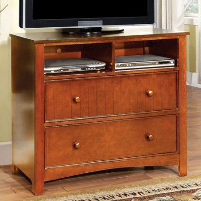 Furniture of America Omnus Transitional Solid with Wood Veneer Oak Media Chest Model CM7905OAK-TV