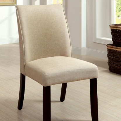 Furniture of America Cimma Contemporary Fabric Solid with Wood Veneer Espresso-Ivory Side Chair (2-Box) Model CM3556SC-2PK