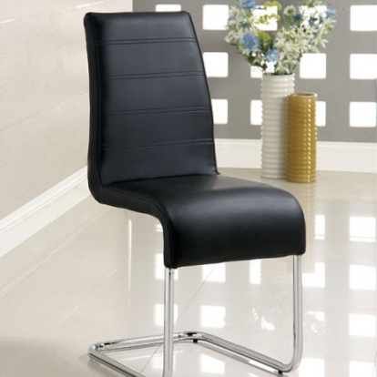 Furniture of America Mauna Contemporary Leatherette Metal Black Side Chair (2-Box) Model CM8371BK-SC-2PK