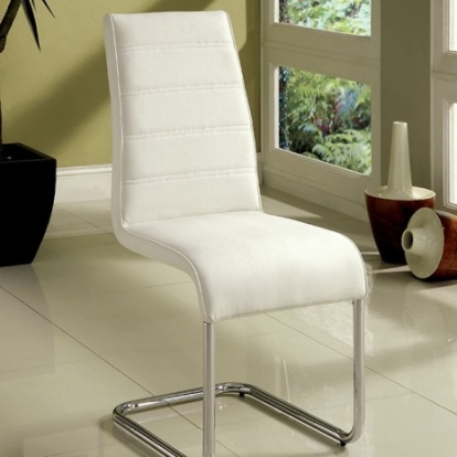 Furniture of America Mauna Contemporary Leatherette Metal White Side Chair (2-Box) Model CM8371WH-SC-2PK
