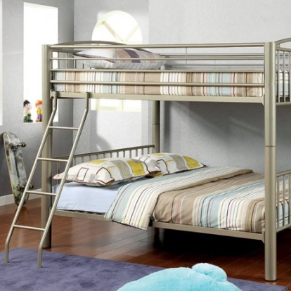Furniture of America Lovia Contemporary Metal Metallic Gold Full-Full Bunk Bed Model CM-BK1037F