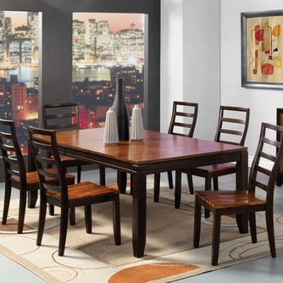 Furniture Of America San Isabel Transitional Solid Wood, Wood Veneer, Others Acacia/Espresso Dining Table | CM3151T