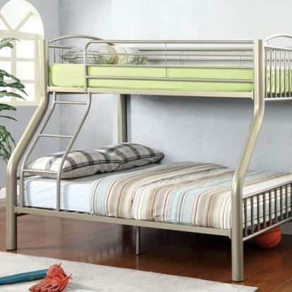 Furniture of America Lovia Contemporary Metal Metallic Gold Twin-Full Bunk Bed Model CM-BK1037TF
