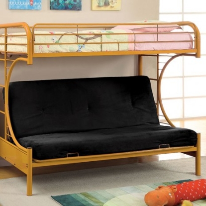 Furniture of America Rainbow Contemporary Metal Orange Bunk Bed Model CM-BK1034-OR-BED