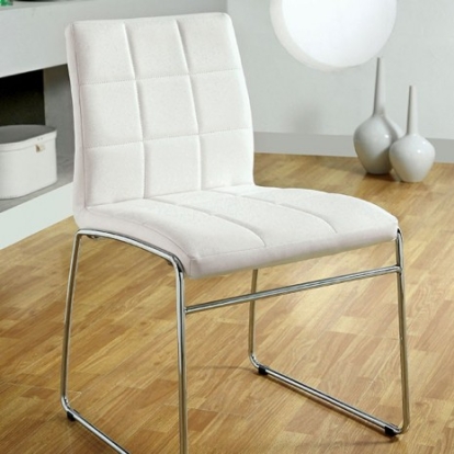 Furniture of America Kona Contemporary Leatherette Metal White Side Chair (2-Box) Model CM8320WH-SC-2PK