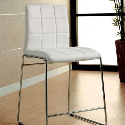 Furniture Of America Kona Contemporary Leatherette, Metal White Counter Ht. Chair (2/Box) | CM8320WH-PC-2PK
