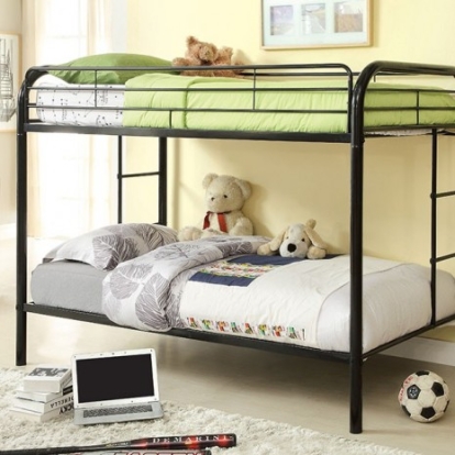 Furniture of America Rainbow Contemporary Metal Black Twin-Twin Bunk Bed Model CM-BK1032-BK