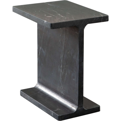 Diamond Sofa IRISATBL Iris I-Beam Accent End Table Genuine Black Marquine Marble
