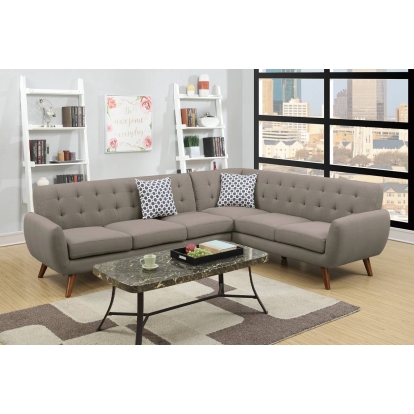 Poundex 2-Piece Sectional Set With 2 Accent Pillows Model F6961