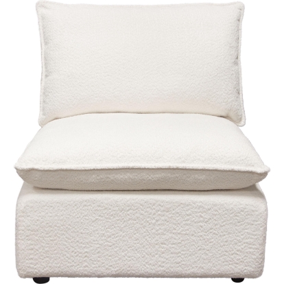 Diamond Sofa IVYACWH Ivy Modular Armless Chair White Faux Shearling Feather Down
