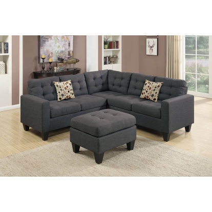 Poundex 4 -Piece Upholstered Modular Sectional With Ottoman Model F6935