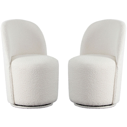 Diamond Sofa KENDALLCHIV Kendall Swivel Dining Chair Ivory Boucle Fabric