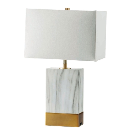 Faith White/Gold 20"H White Marble Gold Table Lamp Model L731197-GL by Furniture of America